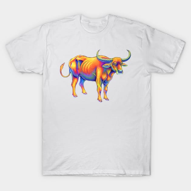 Psychedelic Rainbow Year of the Ox T-Shirt by rebeccawangart